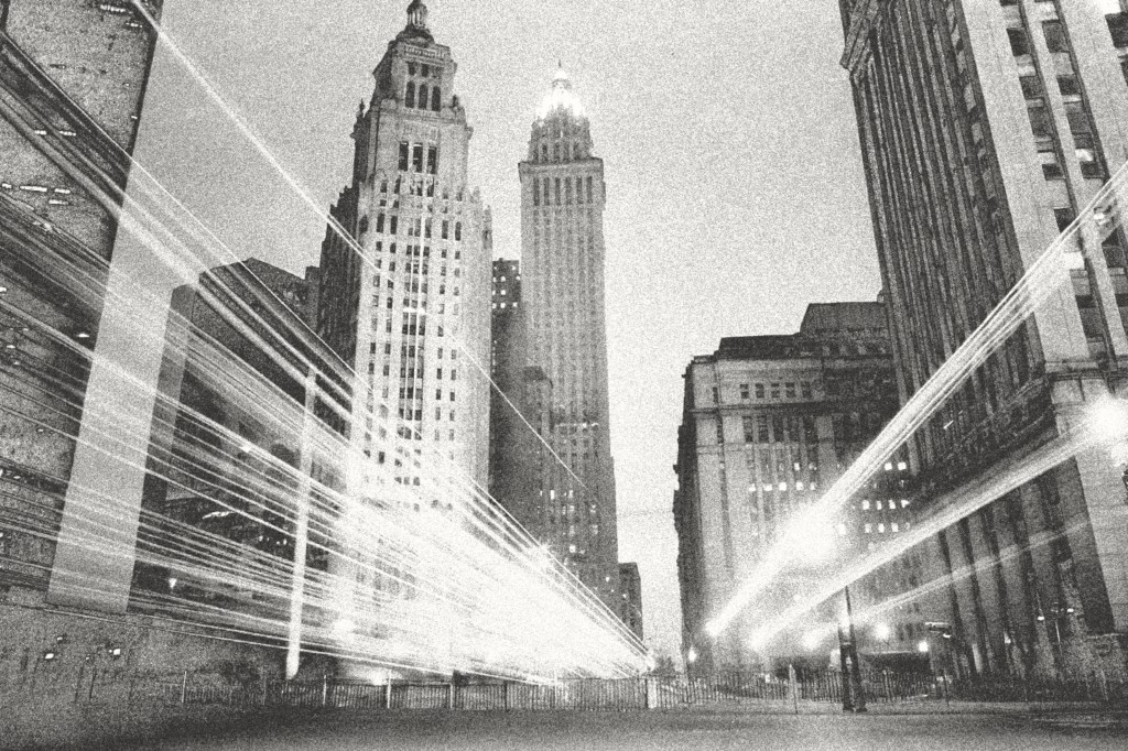Night cityscape with light trails